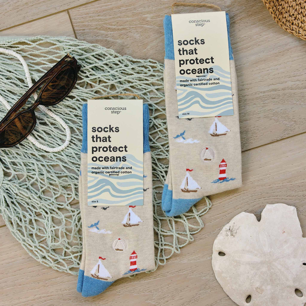 Socks that Protect Oceans | Smooth Sailing - Coastal Gifts: Medium