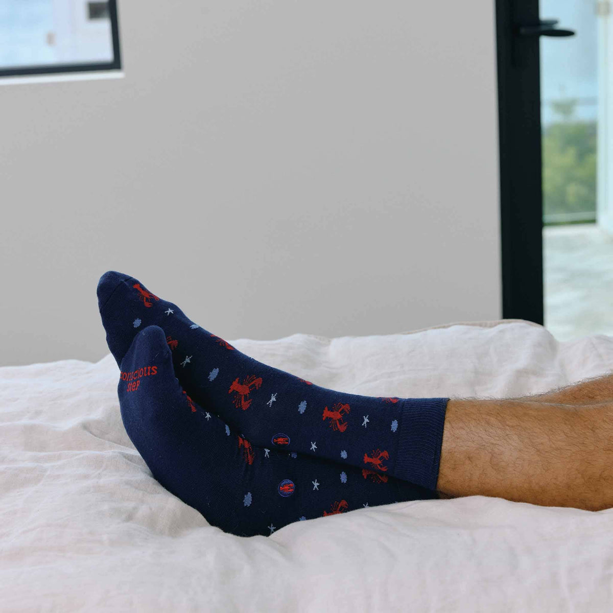 Socks that Protect Oceans | Navy Lobsters - Coastal Gifts: Medium
