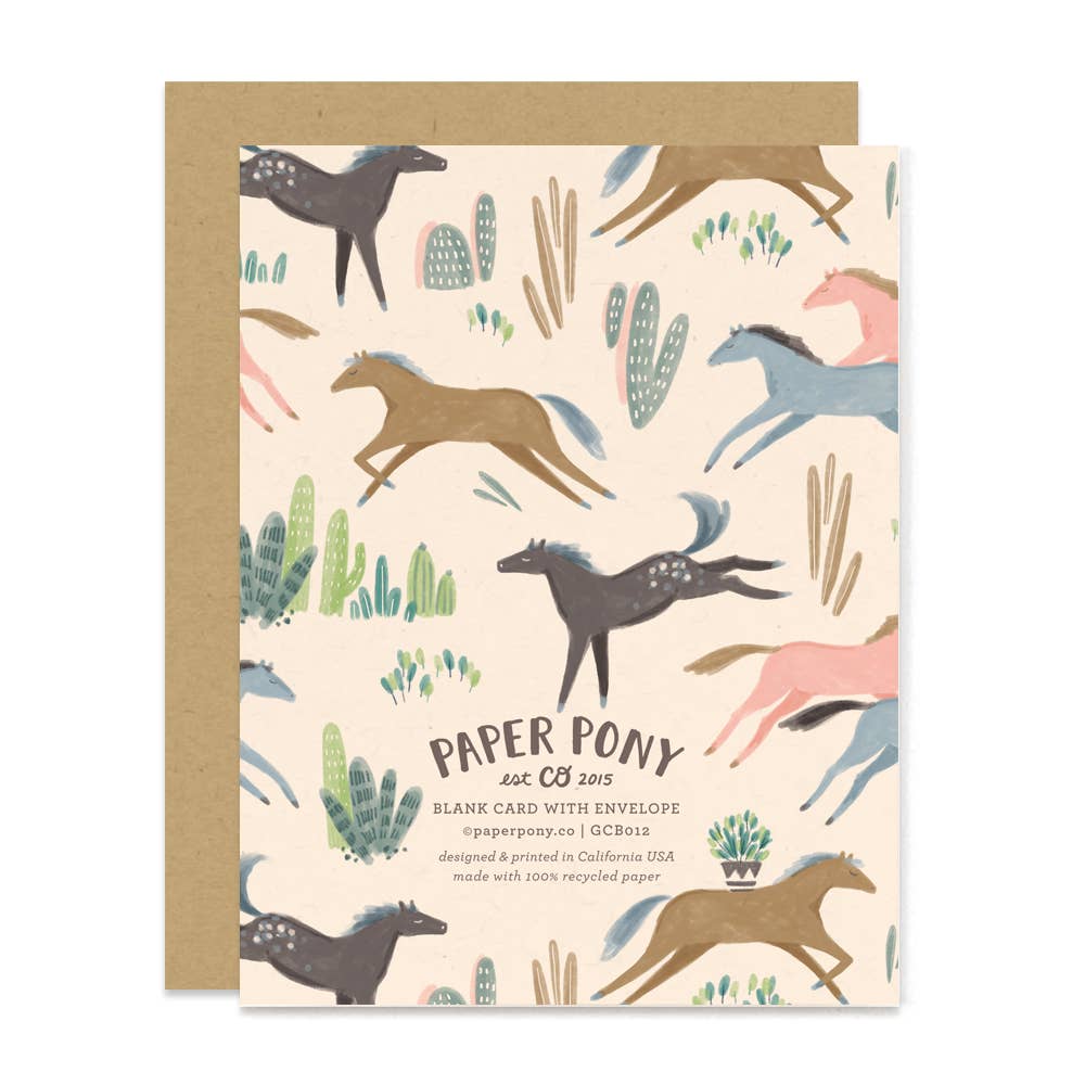 Wild Mustang Birthday Card: 4.25" x 5.5" (A2)