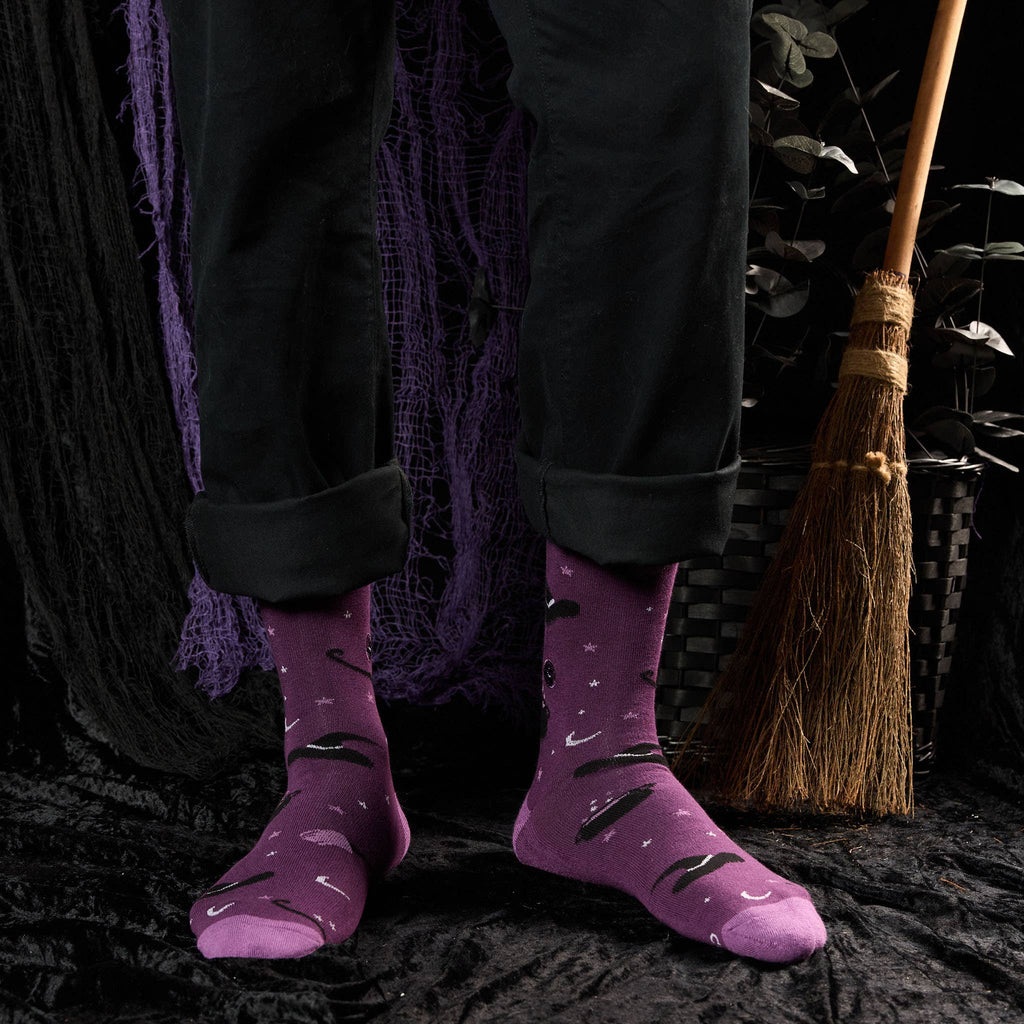Socks that Support Mental Health | Purple Witch Hats: Medium