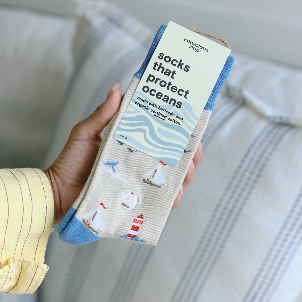 Socks that Protect Oceans | Smooth Sailing - Coastal Gifts: Medium