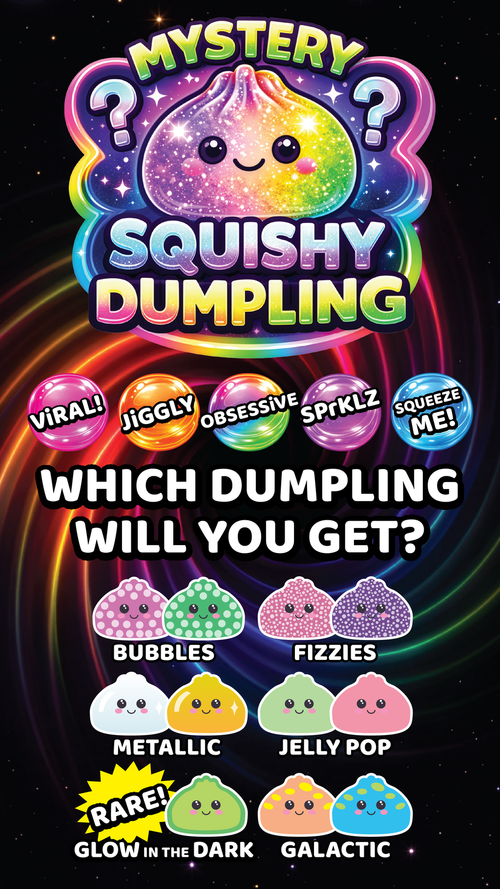 Fun Doh Mystery Dumpling Squishies | 12-Piece Retail Display: Wholesale Price