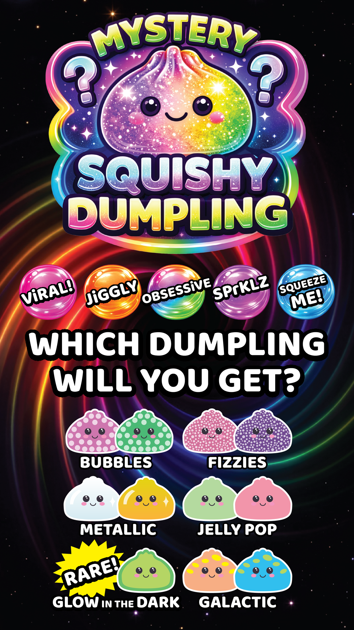 Fun Doh Mystery Dumpling Squishies | 12-Piece Retail Display: Wholesale Price