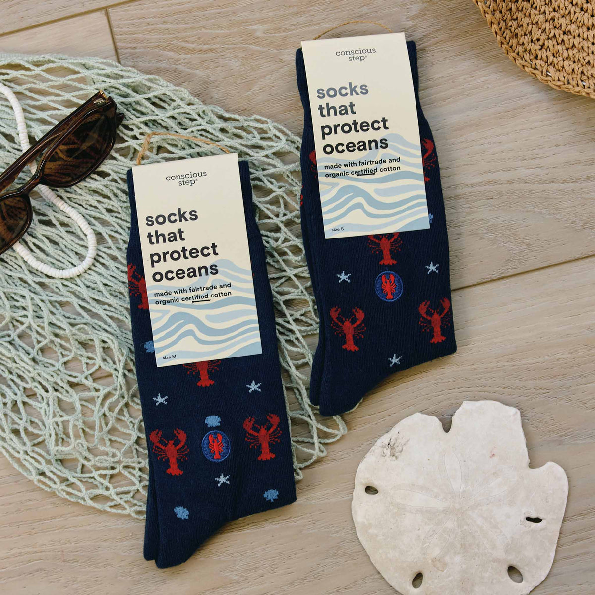 Socks that Protect Oceans | Navy Lobsters - Coastal Gifts: Medium