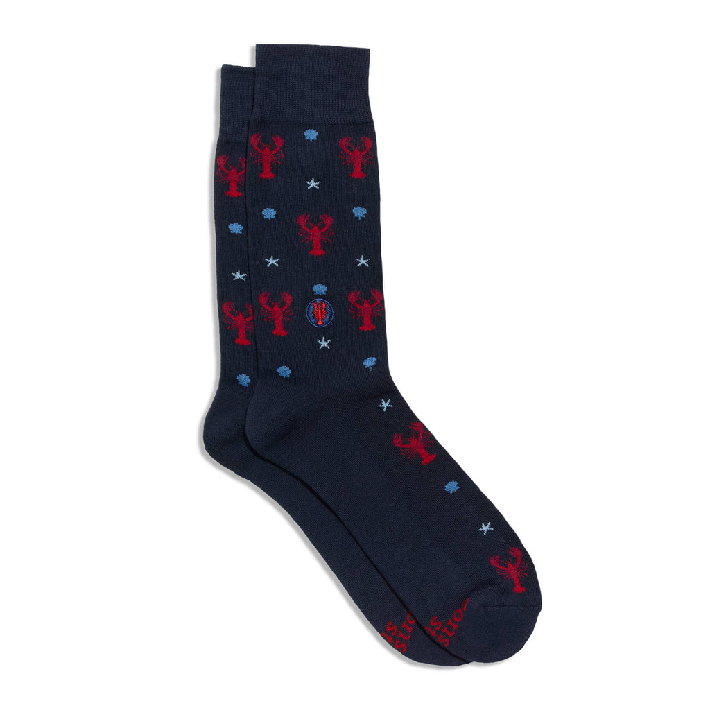 Socks that Protect Oceans | Navy Lobsters - Coastal Gifts: Medium