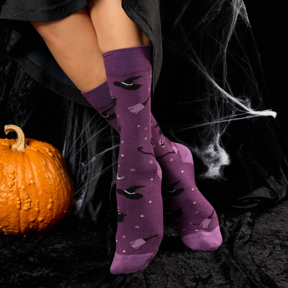 Socks that Support Mental Health | Purple Witch Hats: Medium