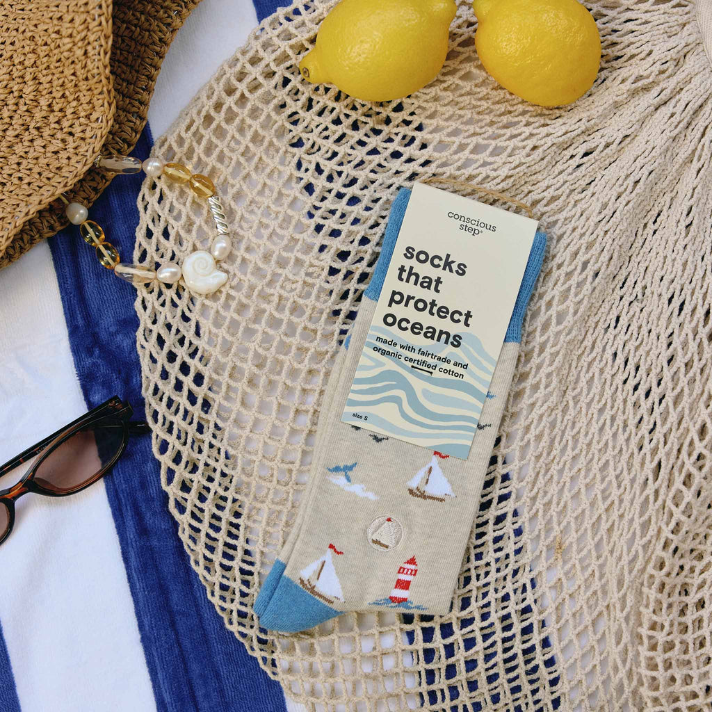 Socks that Protect Oceans | Smooth Sailing - Coastal Gifts: Medium