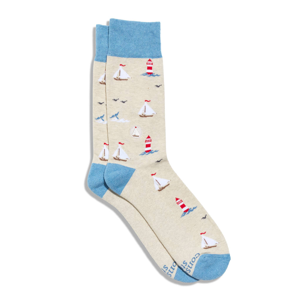 Socks that Protect Oceans | Smooth Sailing - Coastal Gifts: Medium