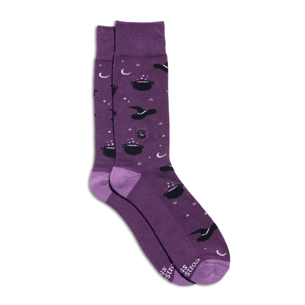Socks that Support Mental Health | Purple Witch Hats: Medium