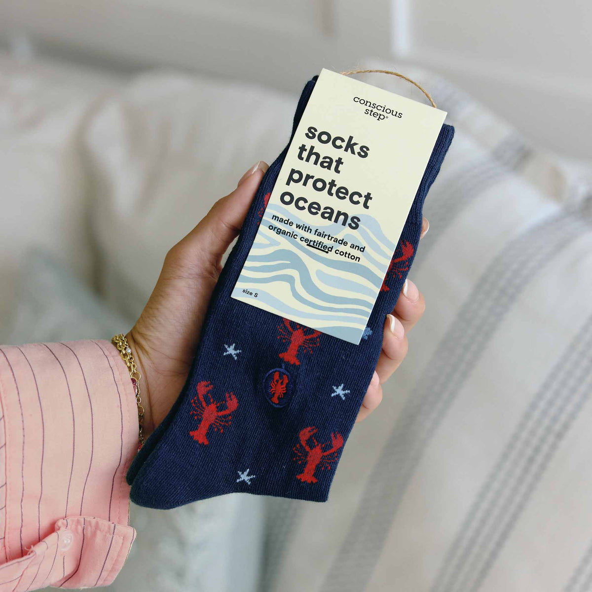 Socks that Protect Oceans | Navy Lobsters - Coastal Gifts: Medium