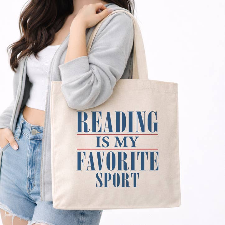 Reading Is My Favorite Sport Book Lover Canvas Tote Bag