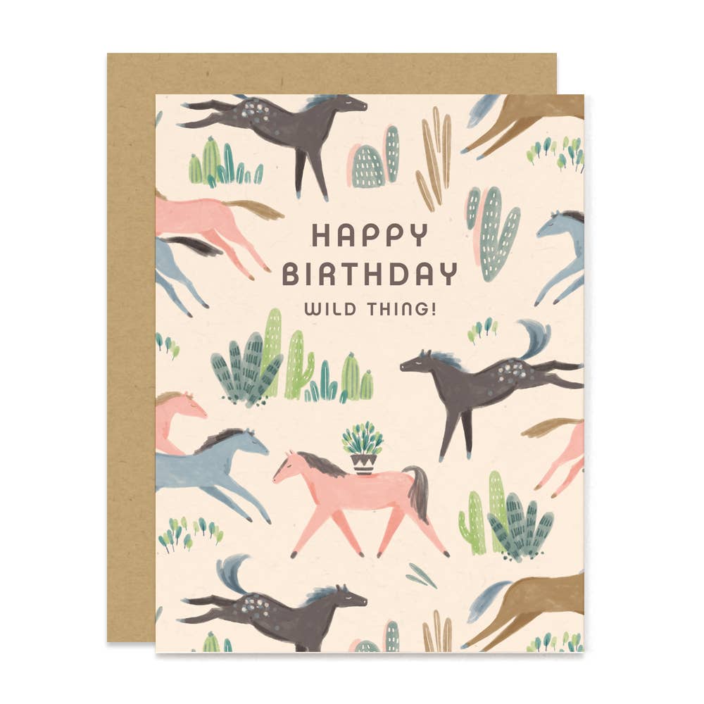 Wild Mustang Birthday Card: 4.25" x 5.5" (A2)