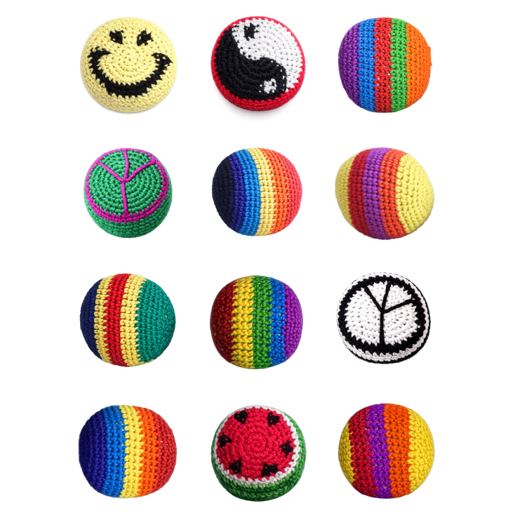 Extreme Retro Hand-Knitted Kick Pouch Footbag - 12/Display: Wholesale Price